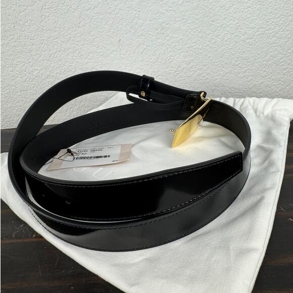 NWT Gucci By Tom Ford G Logo Black Leather and Gold Belt - Picture 4 of 9